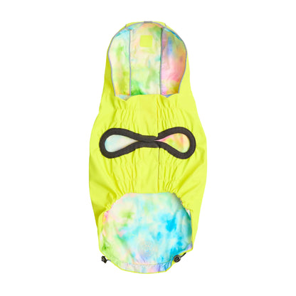 DUAL-SIDE DOG RAINCOAT - NEON AND TIE-DYE