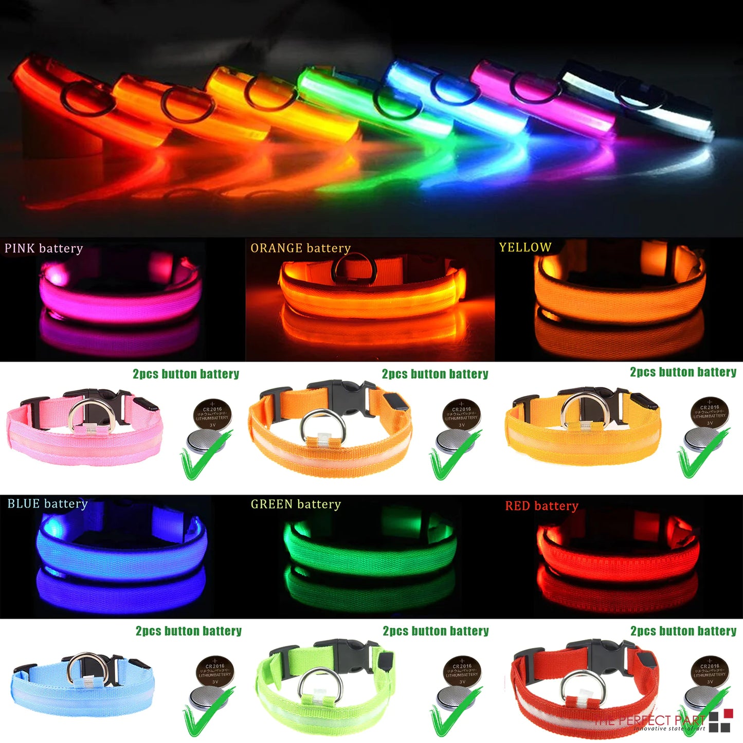 LED ADJUSTABLE DOG COLLAR